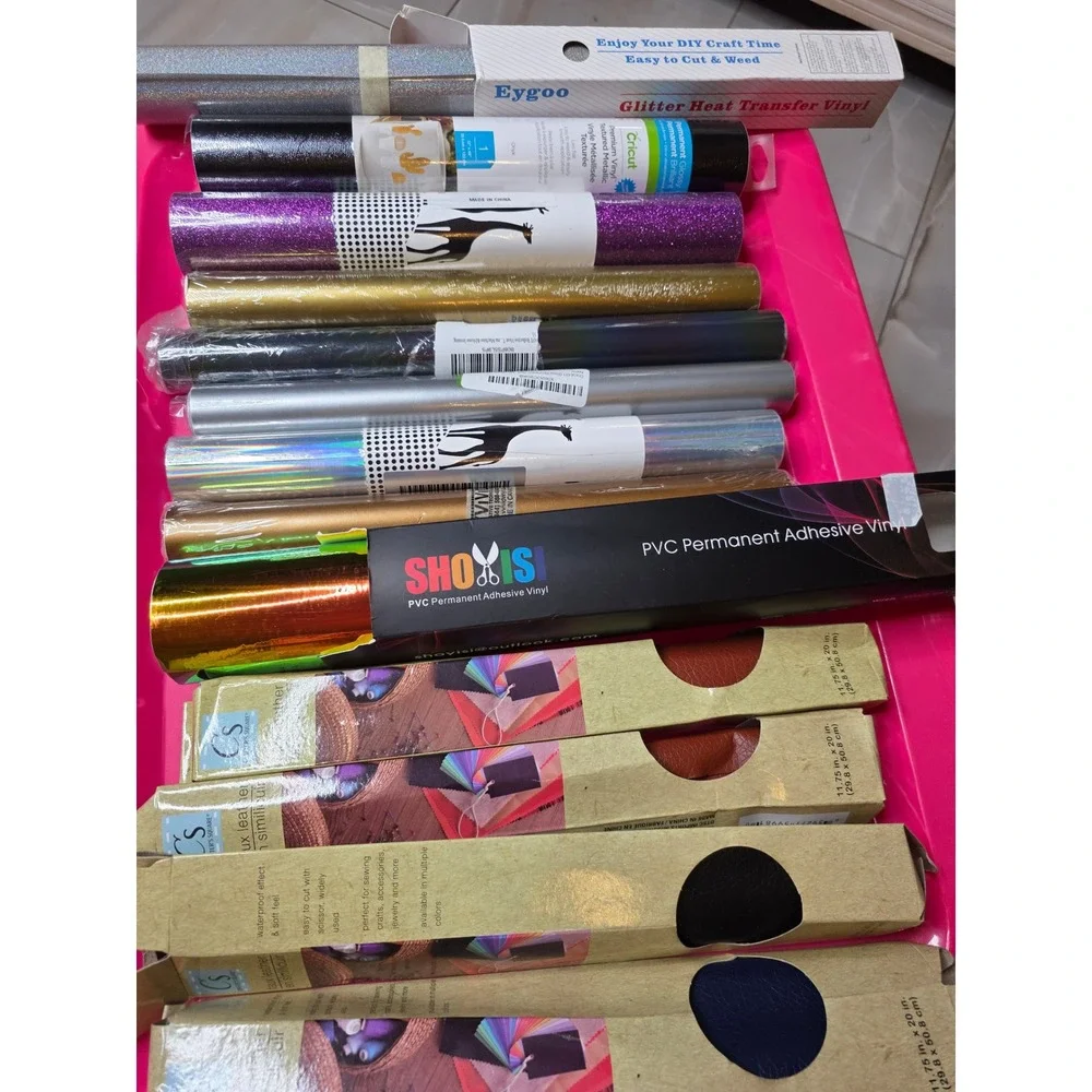 Cricut Girafvinyl‎ Craft Bundle Vinyl Rolls HTV Permanent Adhesive Faux Leather